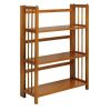 3-Shelf Folding Storage Shelves Bookcase in Walnut Wood Finish
