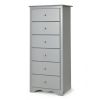 Modern White 6 Drawer Tall Wood Dresser Chest