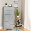 Modern White 6 Drawer Tall Wood Dresser Chest