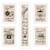 "Kitchen Friendship Collection" 5-Piece Vignette By Trendy Decor 4U, White Frame