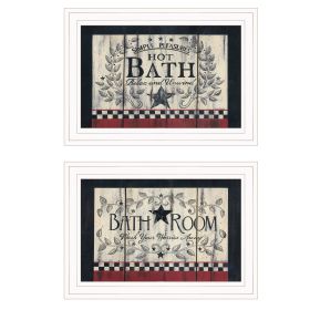 "Hot Bath" 2-Piece Vignette By Linda Spivey, White Frame
